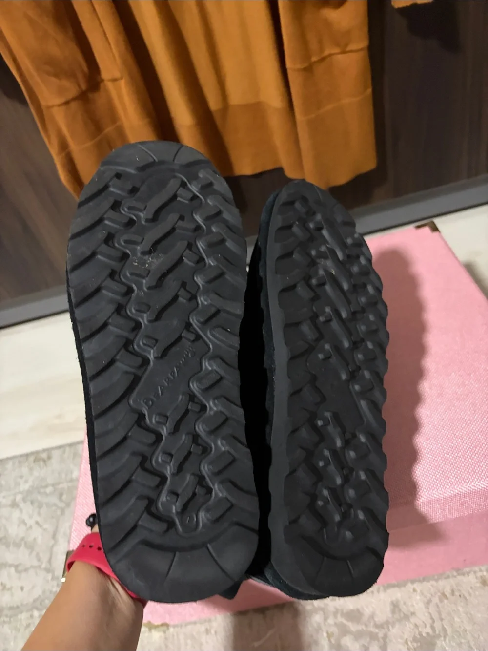 BearPaw Black Suede Faux-Fur Ankle Booties